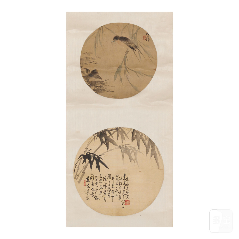 （款）居巢（1811-1865）/俞廉三（1841-1912）等晚清八家 花鳥團扇面八幀 立軸四聯屏 | VARIOUS LATE-QING ARTISTS - 图7